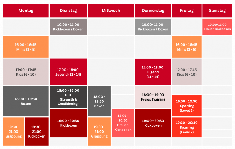 KampfGeist Training Zeiten